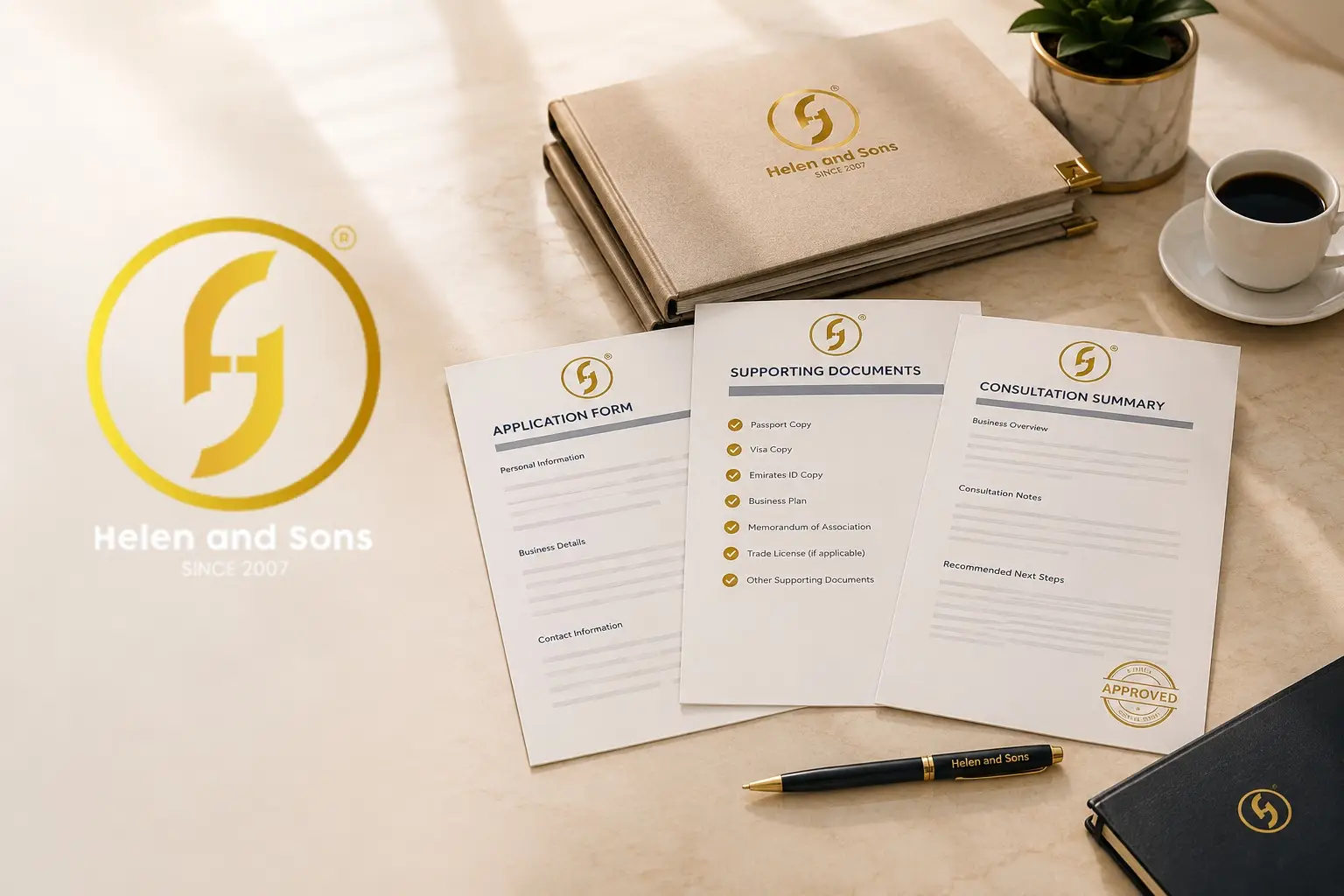 Business professionals reviewing documents - Approved